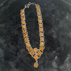 Unique V-shaped faux citrine necklace